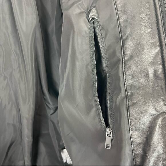 DNKY Men’s Puffer Stadium Jacket Coat Faux Leather Hoodie Winter Black Large - Picture 9 of 13